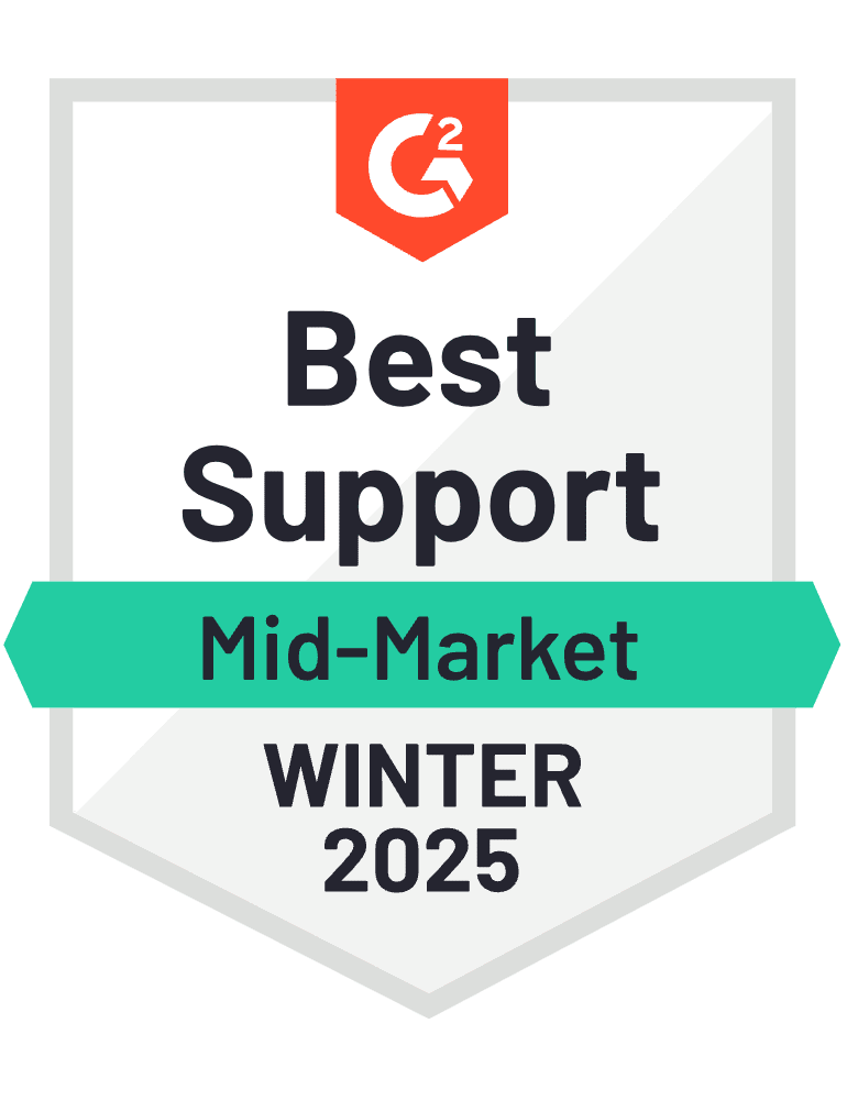 G2 Best Support Mid-Market Winter 2025